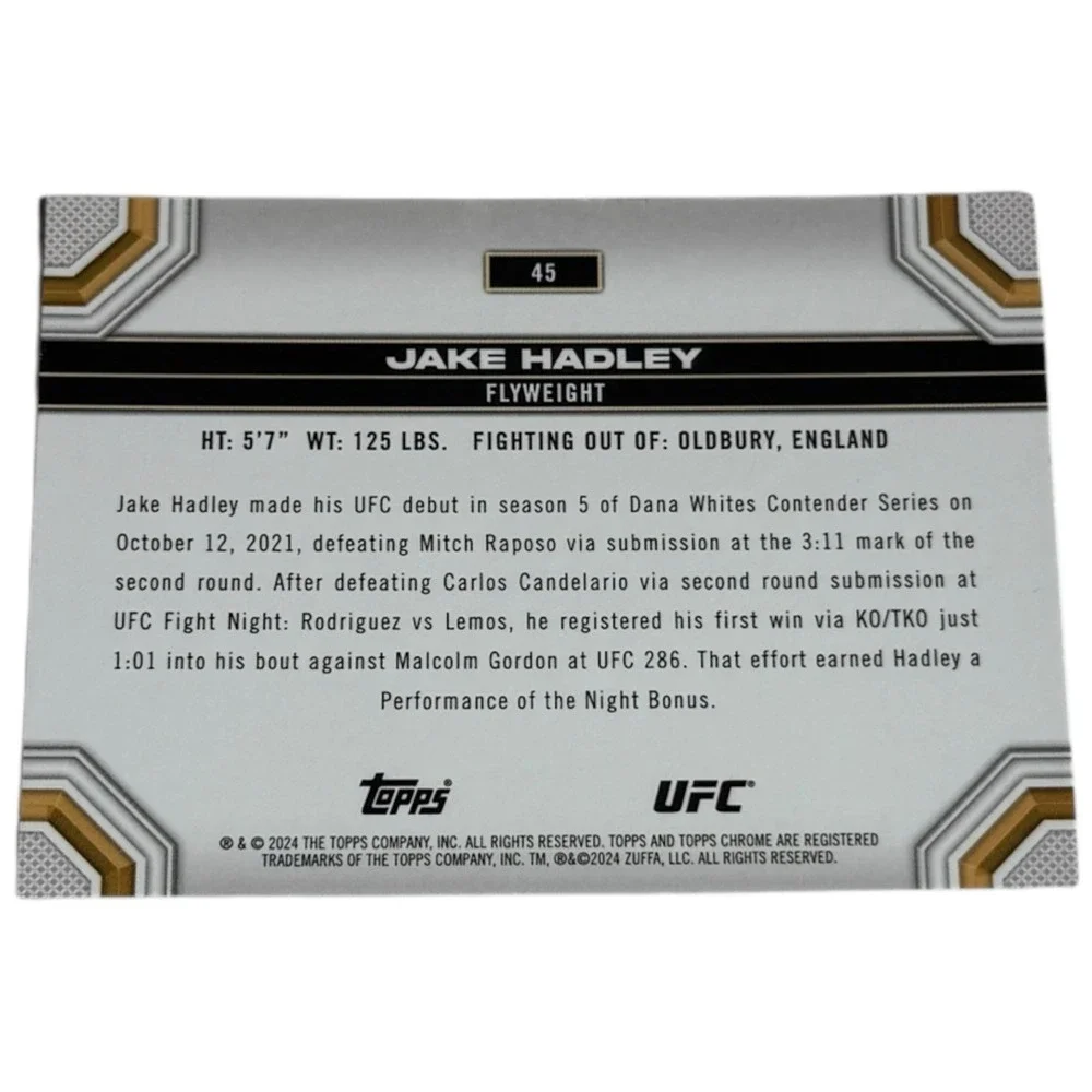 2024 Topps Chrome UFC‎ #45 Jake Hadley X-Fractor